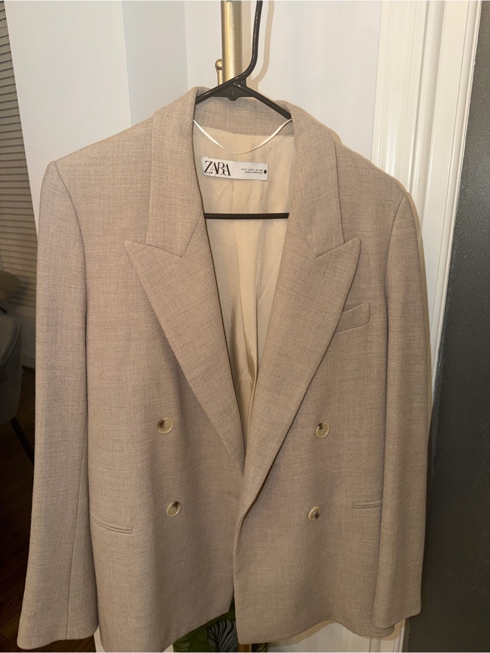 ZARA Double-Breasted Beige Blazer